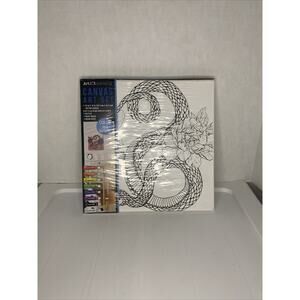 ART 101 CANVAS ART SET 12" X 12" Acrylic Paints, Brush, Color Guide, Snake Print